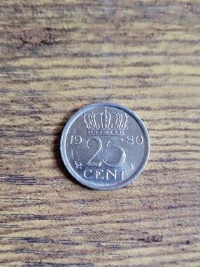 1980 Netherlands Silver Color 25 Cent Coin - Classic Shine